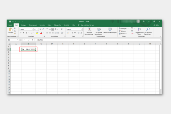 Excel: Aktuelles Datum einfügen