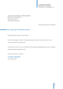 Kindergarten kündigen: Vorlagen, Muster & Beispiele - Nerdcore