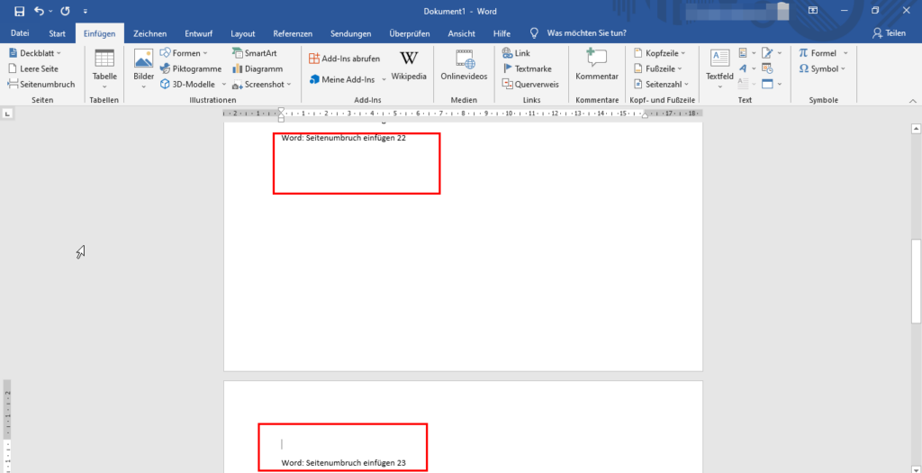 Seitenumbruch in Word
