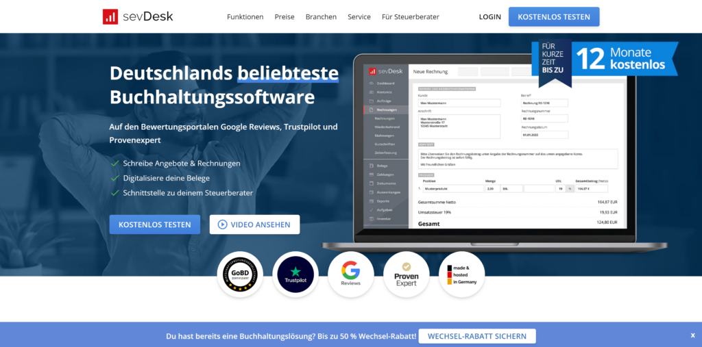 sevDesk Rechnungsprogramm & Buchhaltungssoftware