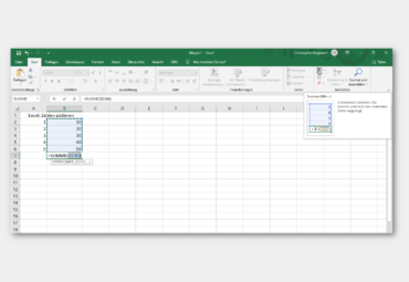 Excel: Zahlen addieren