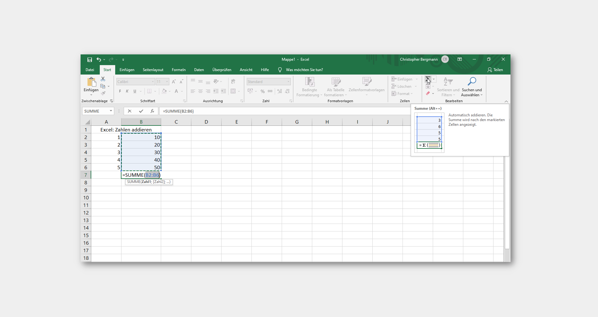 Excel: Zahlen addieren - Nerdcore