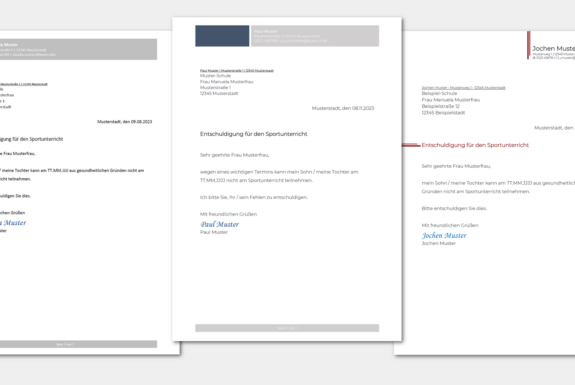 Entschuldigung Sportunterricht: Vorlage, Muster & Beispiele